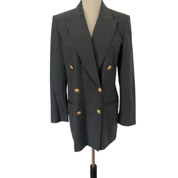 liz claiborne Classics Women’s Blazer Charcoal Grey Sz 6 Double Breasted Wool - Picture 1 of 9